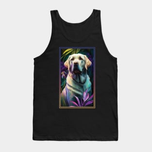 Labrador Retriever Dog Vibrant Tropical Flower Tall Digital Oil Painting Portrait 3 Tank Top